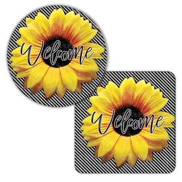 Sunflower Welcome : Gift Coaster Flower Floral Yellow Decor