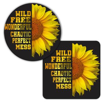 Sunflower Wild Free Perfect : Gift Coaster Flower Floral Yellow Decor Mess