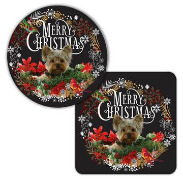 Yorkshire Christmas Garland : Gift Coaster Dog Cute Pet Puppy