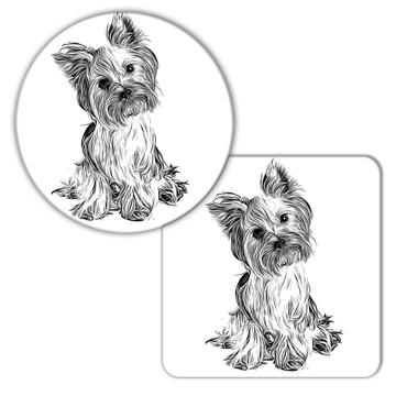 Yorkshire Sillhouette : Gift Coaster Cute Dog Puppy Canine Pets Dogs