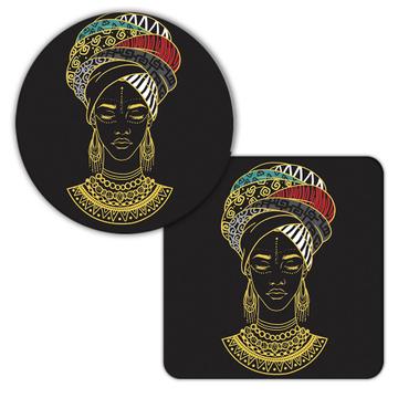 African Woman : Gift Coaster Ethnic Art Black Culture Ethno