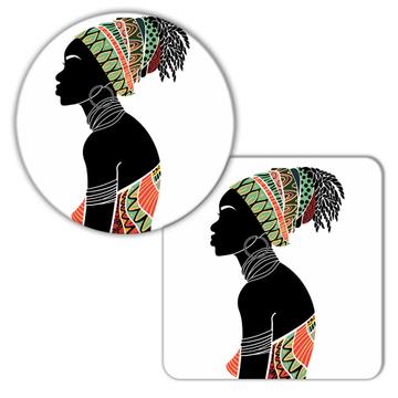 African Woman : Gift Coaster Ethnic Art Black Culture Ethno