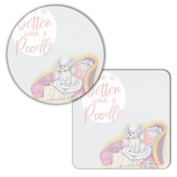 Life is Better with a Poodle : Gift Coaster Pastel Dog Watercolor Home House Cute