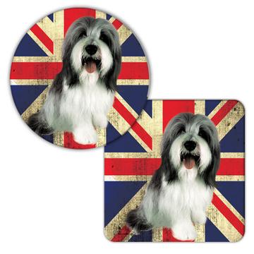 Old English Sheepdog UK Flag : Gift Coaster Dog British United Kingdom England