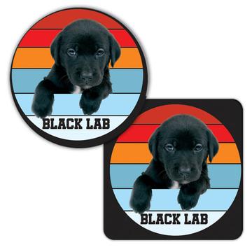 Black Labrador Lab : Gift Coaster Retro Gradient Pet Dog Animal Retro Canine Pets Dogs