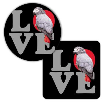 Love African Grey Parrot : Gift Coaster Bird Exotic Animal Cute