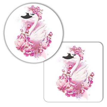 Swan Flowers : Gift Coaster Bird Wedding Engagement Anniversary Floral