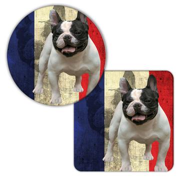 French Bulldog France Flag : Gift Coaster Dog Pet Francaise