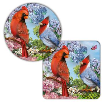 Cardinal Flowers : Gift Coaster Bird Grieving Lost Loved One Grief Healing Rememberance