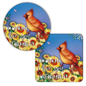 Cardinal Sunflowers : Gift Coaster Bird Grieving Lost Loved One Grief Healing Rememberance