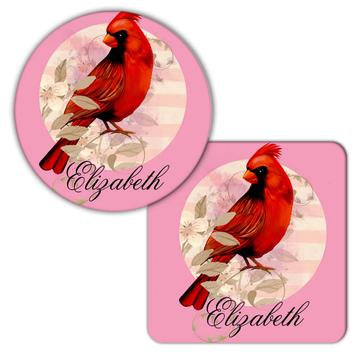 Personalized Cardinal Mug : Gift Coaster Name Bird Grieving Loved One Customizable