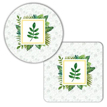 Personalized Botanical : Gift Coaster Leaves Nature Name Initial Ecology Ecologic Modern Leaf
