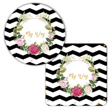 Black And White Chevron : Gift Coaster Roses Floral Wreath Abstract Missoni Polka Dots