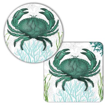 Rock Crab Vintage Art : Gift Coaster Water Animal Seaweed Botanical Retro Wall Poster
