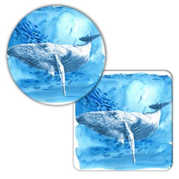 Humpback Whale Watercolor Art Print : Gift Coaster Ocean Animal Water Nature Protection