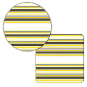 Vibrant Stripes : Gift Coaster Horizontal Lines Yellow Office Abstract Art Print Cute Funky