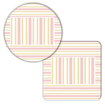 Baby Girl Pink Stripes : Gift Coaster For Home Nursery Wall Decor Abstract Lines Office