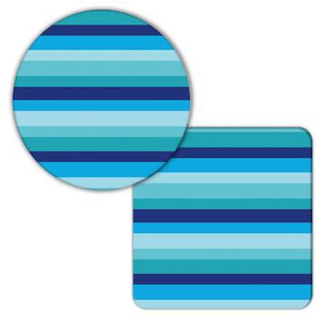 Baby Boy Gradient Blue Stripes : Gift Coaster For Room Wall Decor Abstract Lines Office