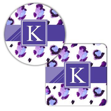 Animal Print : Gift Coaster Flower Purple Personalized Name Fashion