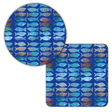 For Fishing Lover Fisher : Gift Coaster Fish Print Christian Faith Symbol Cute Sweet Kid Aquarium