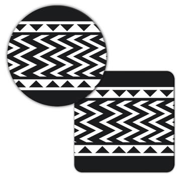 Chevron Black And White : Gift Coaster Fun Design For Home Kitchen Decor Tribal Print Coworker