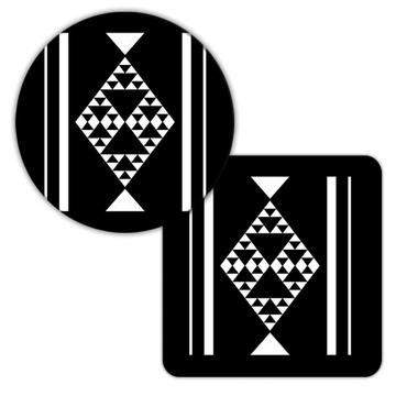 Tribal Black And White : Gift Coaster Fun Design For Home Kitchen Decor Abstract Print Coworker