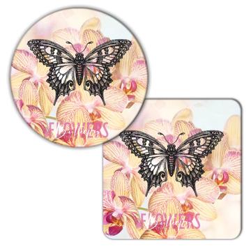 Butterfly Swallowtail Flowers : Gift Coaster For Woman Her Grandma Mother Birthday Feminine
