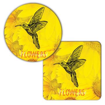 Vintage Hummingbird Flowers : Gift Coaster Art Design For Her Woman Friend Mother Birthday