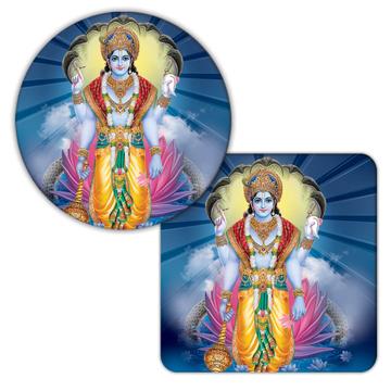 Vishnu Religious Art : Gift Coaster Vintage Poster Hindu God Indian Style Print Home Decor