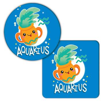 Kawaii Aquarius Zodiac : Gift Coaster Sign Horoscope