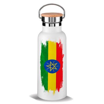 Ethiopia : Bamboo Lid Tumble Distressed Flag Gift Vintage Ethiopian Expat Country