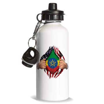 Ethiopia : Sports Water Bottle Flag USA Chest American Ethiopian Expat Country Gift