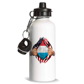 Luxembourg : Sports Water Bottle Flag USA American Chest Luxembourger Expat Country Gift