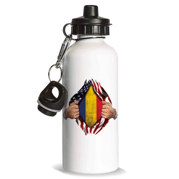 Romania : Sports Water Bottle Flag USA American Chest Romanian Expat Country Gift