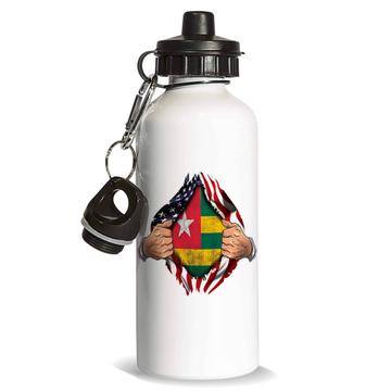 Togo : Sports Water Bottle Flag USA Chest American Togolese Expat Country Gift