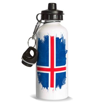 Iceland : Sports Water Bottle Distressed Flag Gift Vintage Icelandic Expat Country