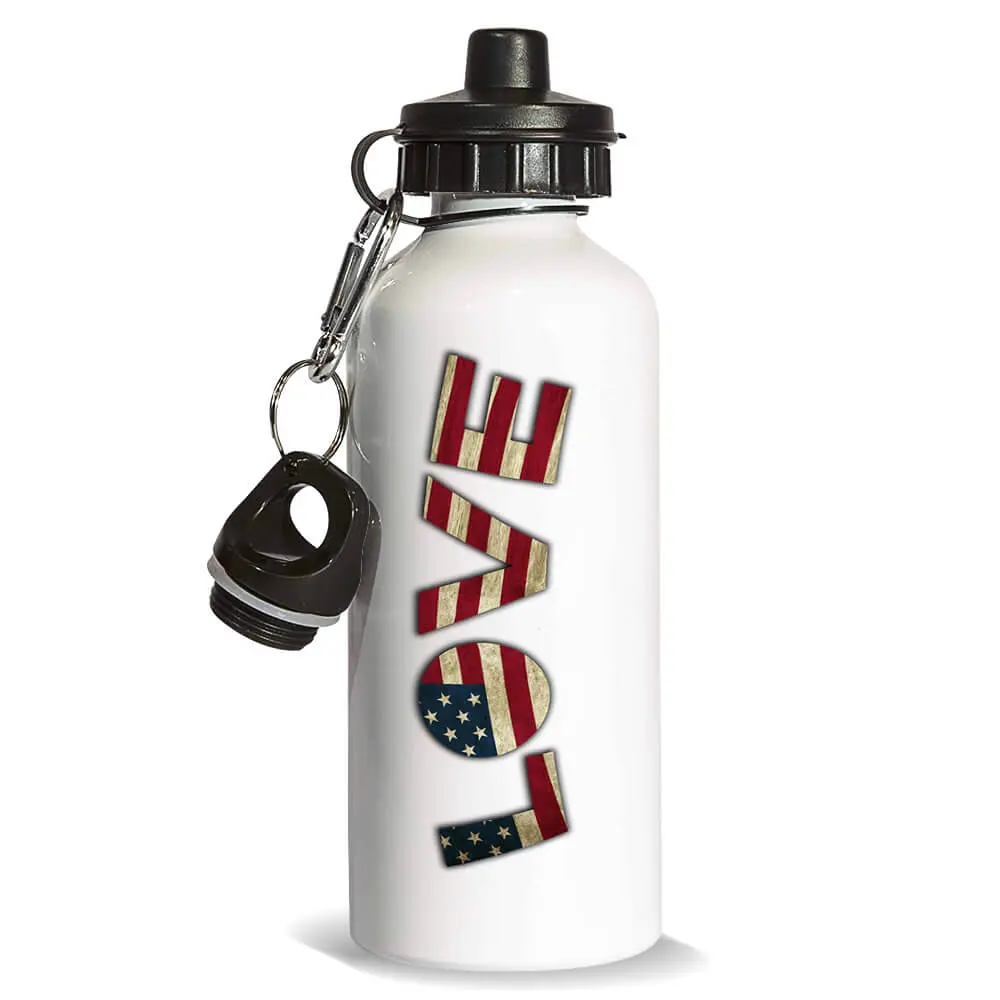 Love USA : Gift Sports Water Bottle Flag Americana United States Map Patriotic American