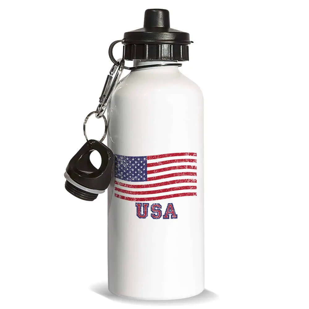 USA Distressed : Gift Sports Water Bottle Flag Americana United States Patriotic American