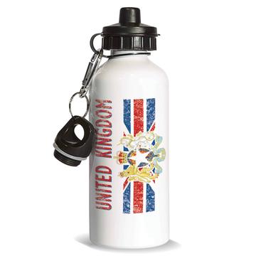 London : Gift Sports Water Bottle Crest Expat Flag Country UK England British United Kingdom