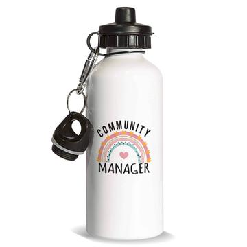 For Best Community Manager : Gift Sports Water Bottle Cute Art Print Hearts Occupation Stripes