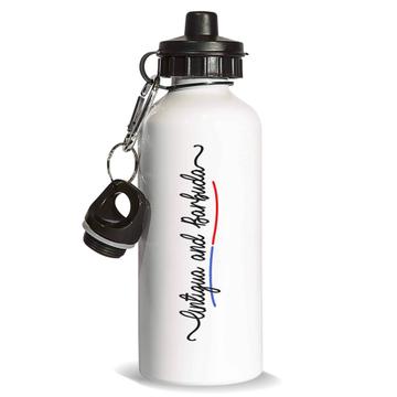 Antigua and Barbuda Flag Colors : Gift Sports Water Bottle Citizen of Travel Expat Country Minimalist Lettering