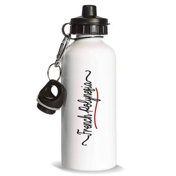 French Polynesia Flag Colors : Gift Sports Water Bottle Polynesian Travel Expat Country Minimalist Lettering