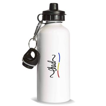 Chad Flag Colors : Gift Sports Water Bottle Chadian Travel Expat Country Minimalist Lettering