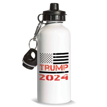 Trump 2024 : Gift Sports Water Bottle USA Flag Fireman Firefighter