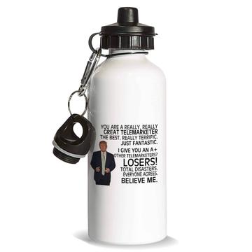 TELEMARKETER Gift Funny Trump : Sports Water Bottle Great Birthday Christmas Jobs