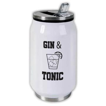 Gin Tonic Cocktail : Gift Can Bottle Grayscale Poster Glass Ice Diy Party Decoration Sign