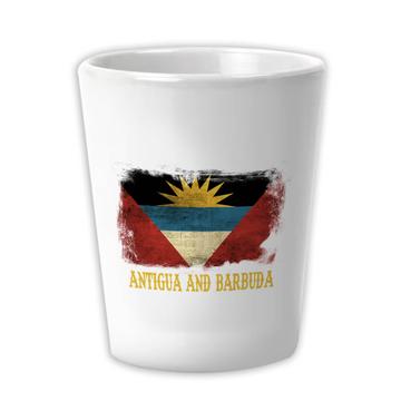Antigua and Barbuda : Gift Ceramic Shot Glas Distressed Flag Vintage Citizen of ad Expat Country
