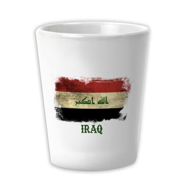Iraq : Gift Ceramic Shot Glas Distressed Flag Vintage Iraqi Expat Country