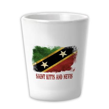 Saint Kitts and Nevis : Gift Ceramic Shot Glas Distressed Flag Vintage   Expat Country