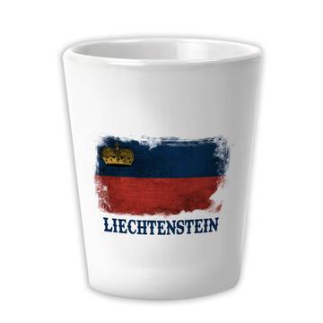 Liechtenstein : Gift Ceramic Shot Glas Distressed Flag Vintage Citizen Expat Country